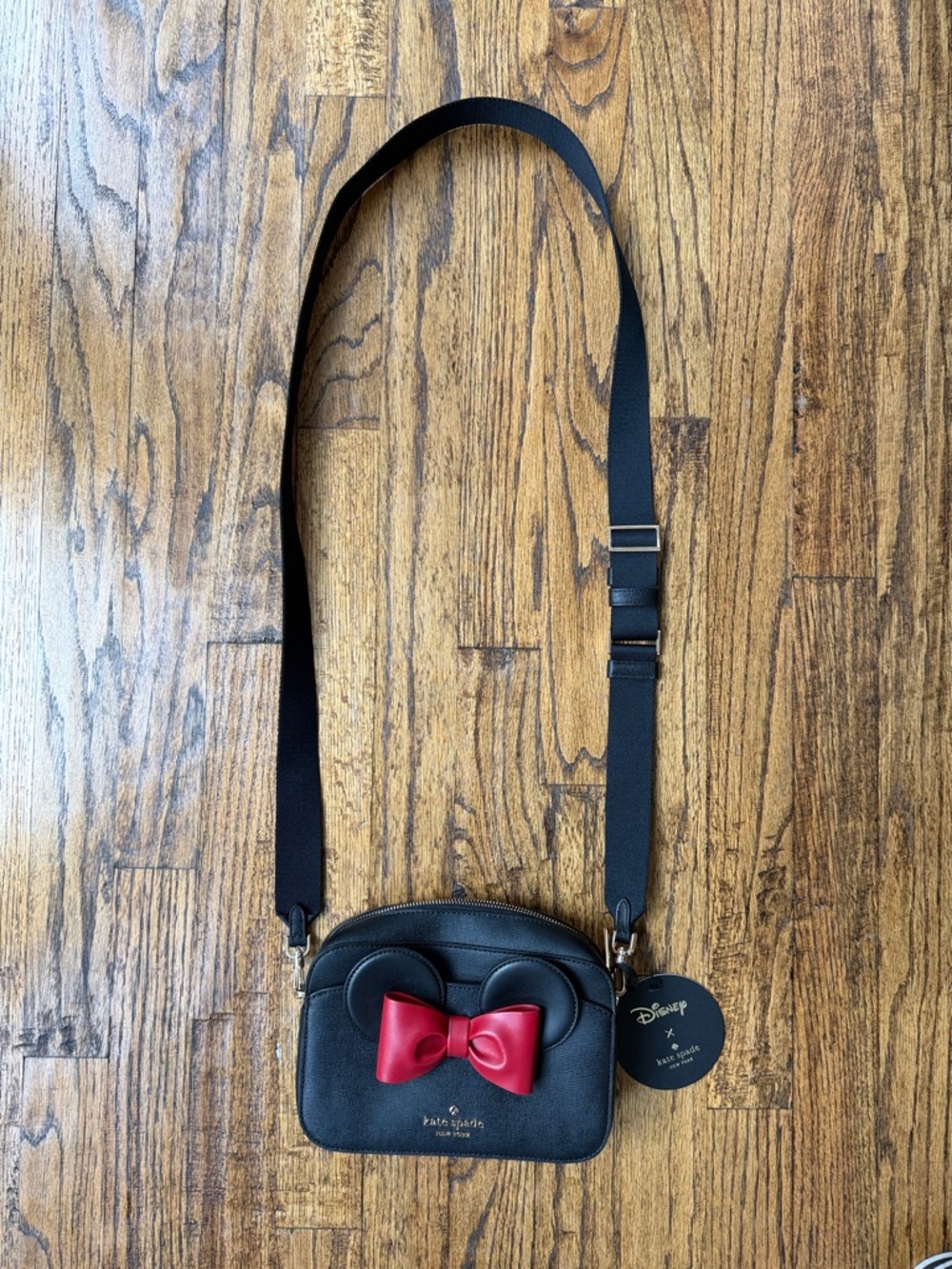 kate spade New York Disney Minnie Mouse Black Crossbody with Red Bow
